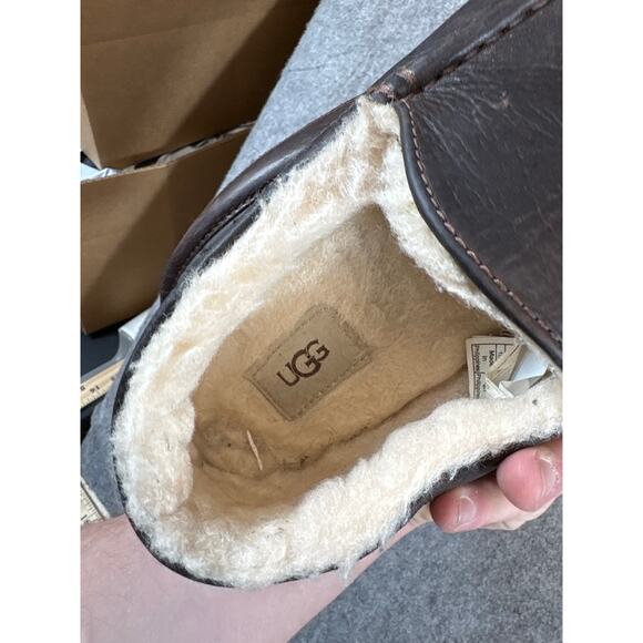 UGG Ascot Slipper Moccasin Mens Brown Leather Shearling Lined Loafer Shoes US 10 main image 6